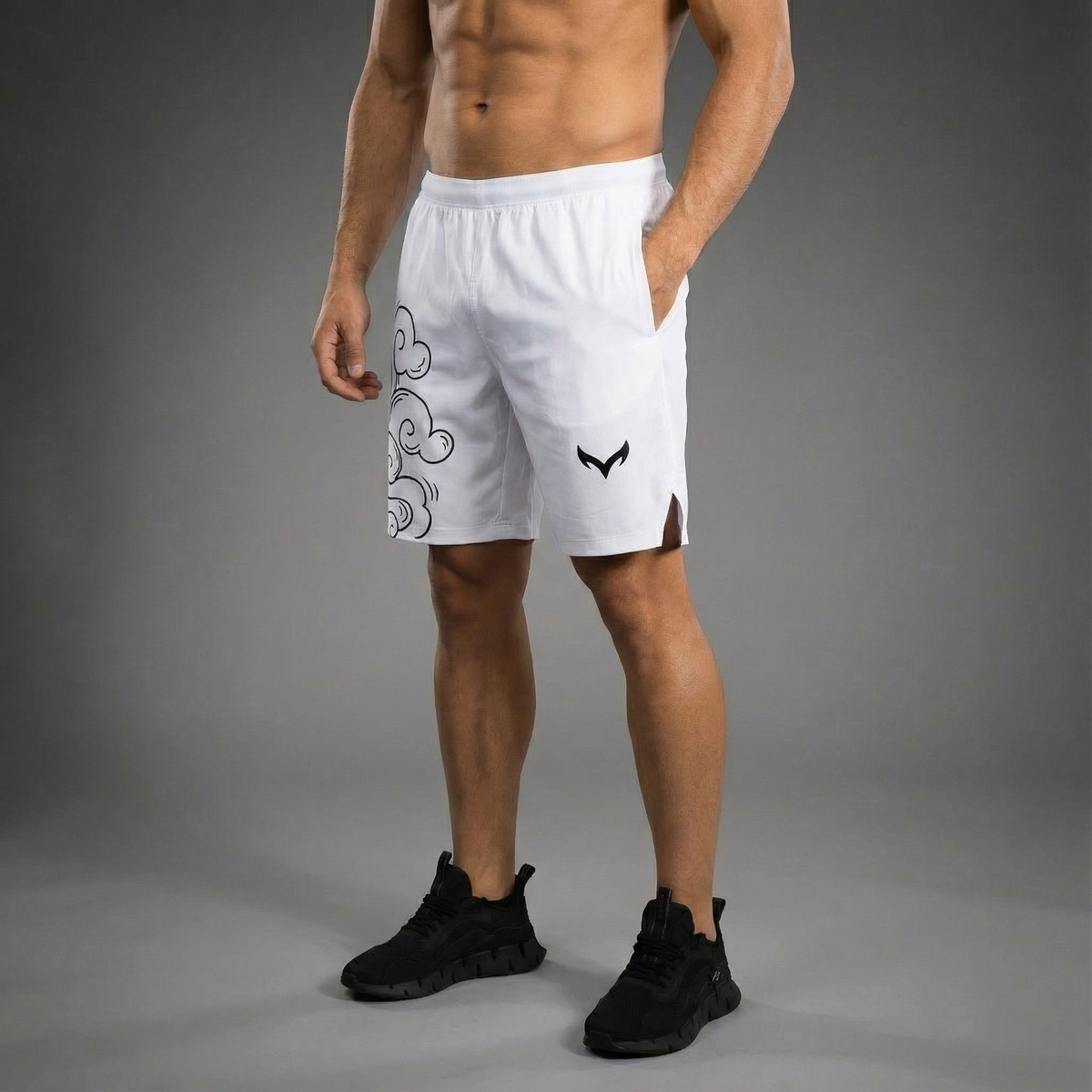 White Dragon 2 Layer  Shorts