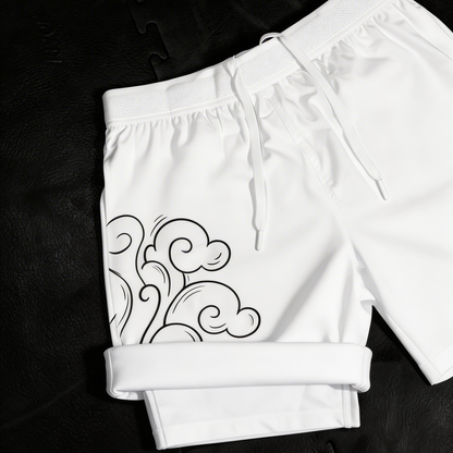 White Dragon 2 Layer  Shorts